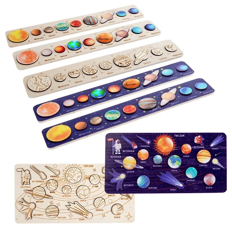 Solar System Model - Children Wooden Space Planet Puzzles Montessori