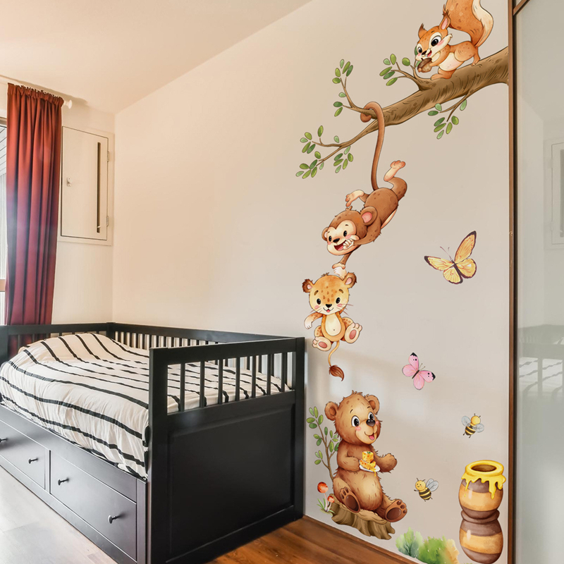 Animal Branches Cute Monkey Bu - Kids Educational Poster ulasan dan harga