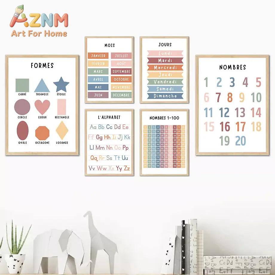 English French Number Alphabet - Kids Educational Poster ulasan dan harga