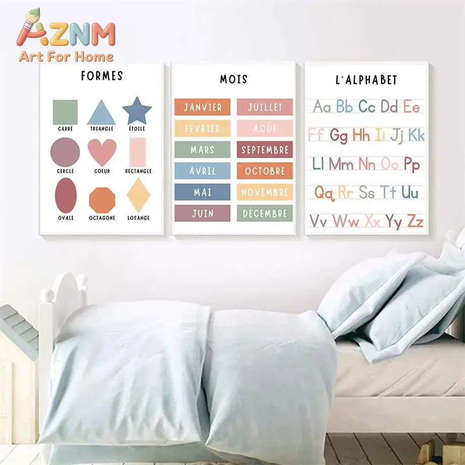 English French Number Alphabet - Kids Educational Poster ulasan dan harga