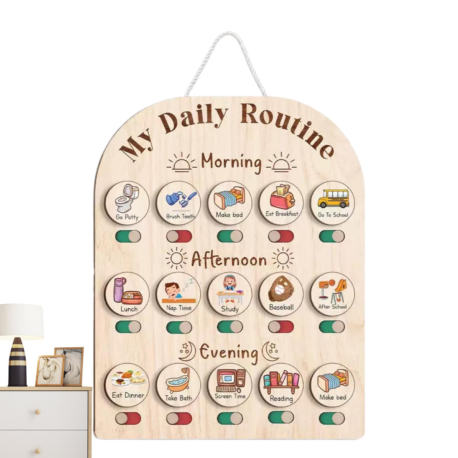 Routine Chart For Kids Wooden  - Kids Education Planner ulasan dan harga