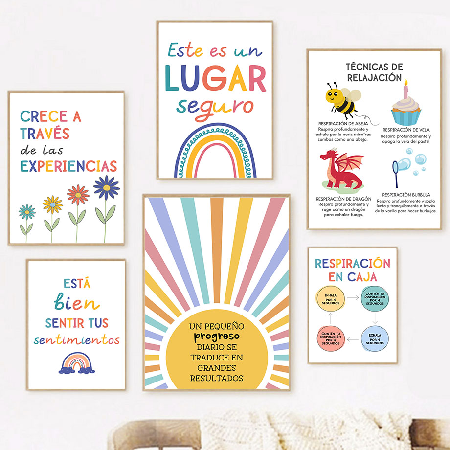 Spanish Education Motto Rainbo - Kids Educational Poster ulasan dan harga