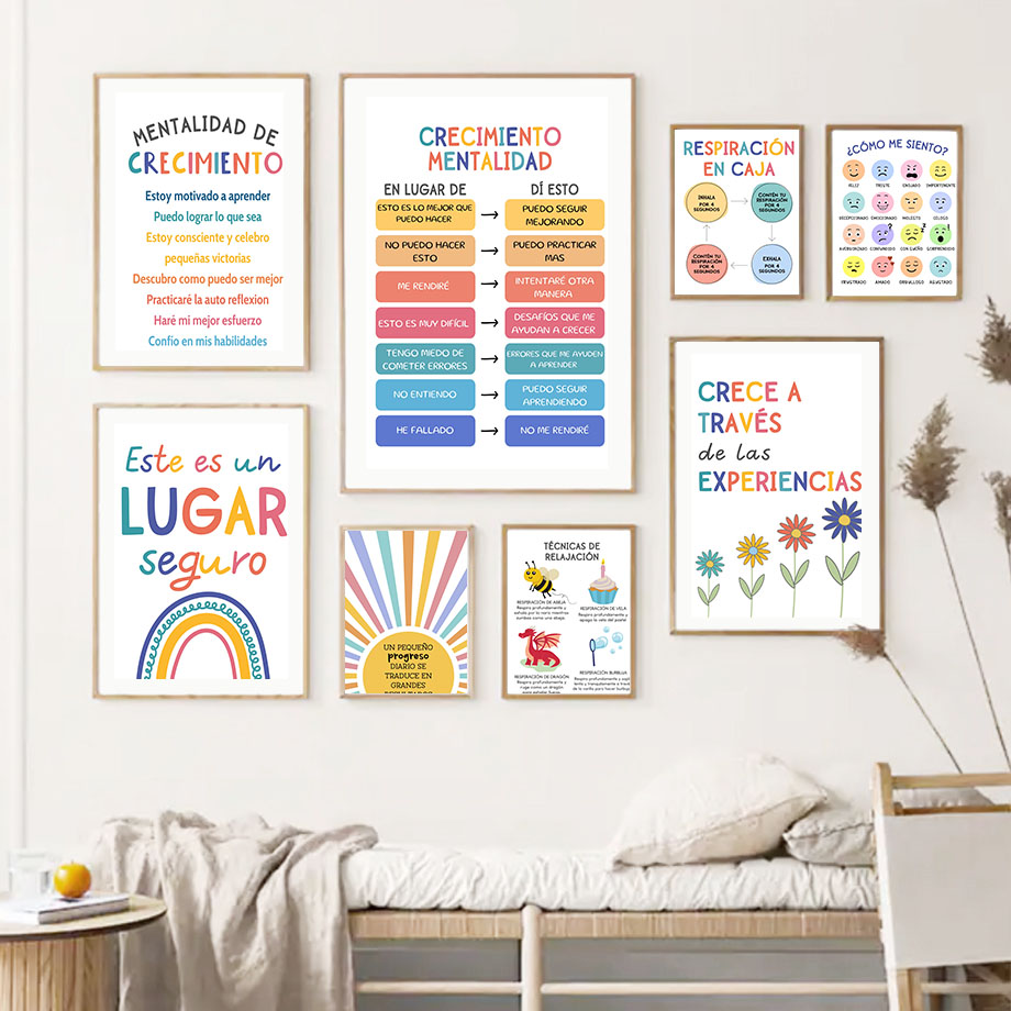 Spanish Education Motto Rainbo - Kids Educational Poster ulasan dan harga