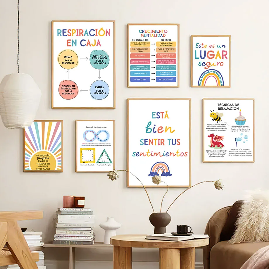 Spanish Education Motto Rainbo - Kids Educational Poster ulasan dan harga