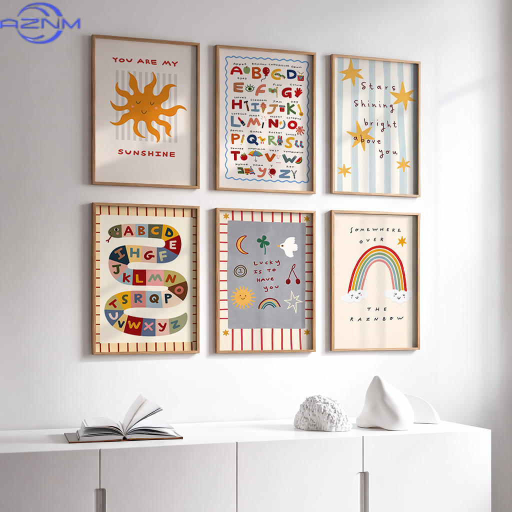 Set of 6 Canvas Poster Nursery - Inspirational Kids Education Quotes ulasan dan harga