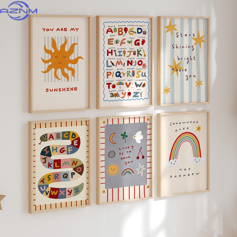 Set of 6 Canvas Poster Nursery - Inspirational Kids Education Quotes ulasan dan harga