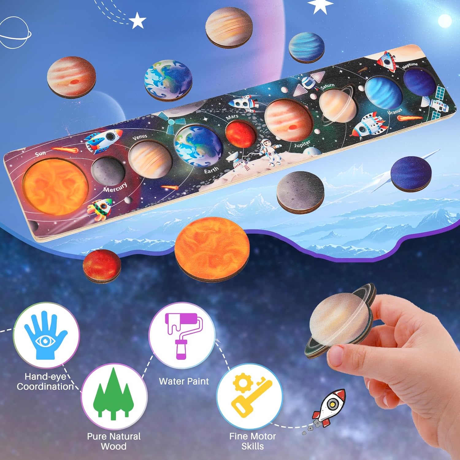 Children Wooden Space Planet P - Solar System Model ulasan dan harga