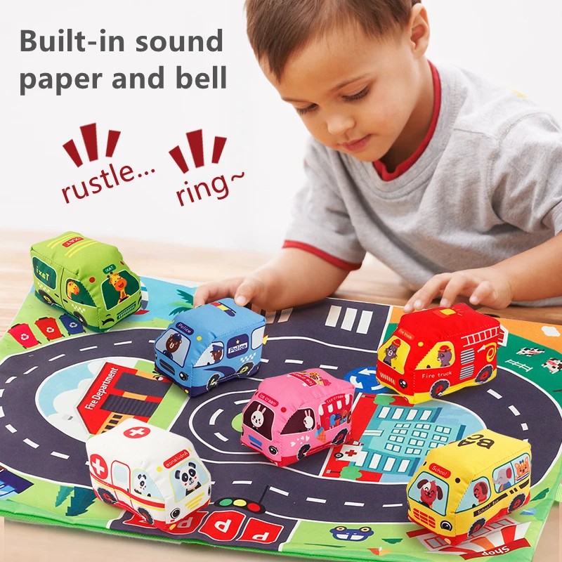 Soft Car Toy Set with Play Mat - Kids Educational Mat ulasan dan harga