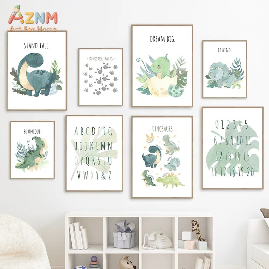 AZNM Watercolor Dinosaur Alpha - Inspirational Kids Education Quotes ulasan dan harga