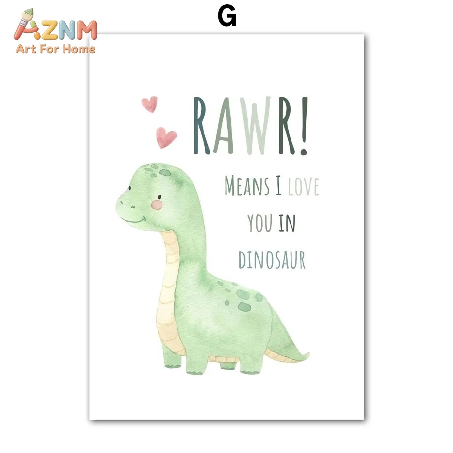 AZNM Watercolor Dinosaur Alpha - Inspirational Kids Education Quotes ulasan dan harga