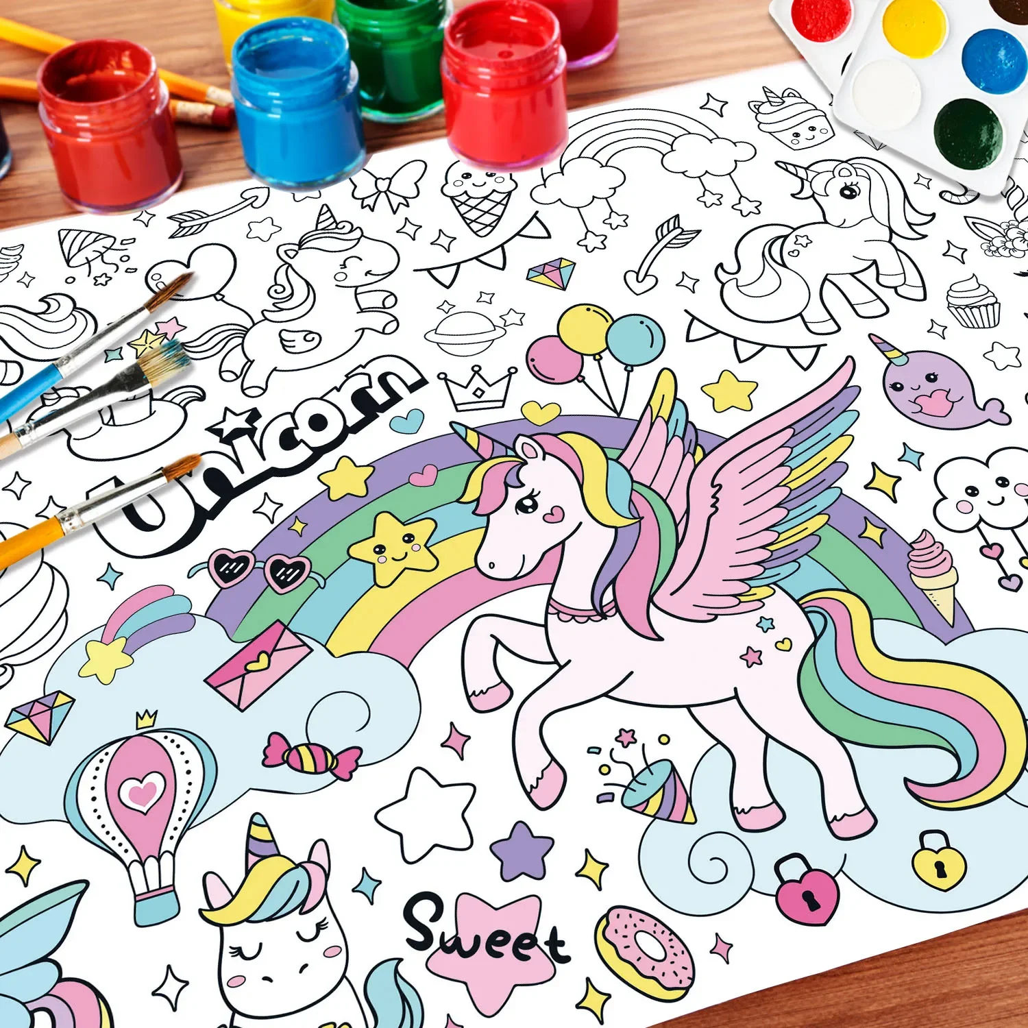 New Unicorn Coloring Books for - Kids Educational Poster ulasan dan harga