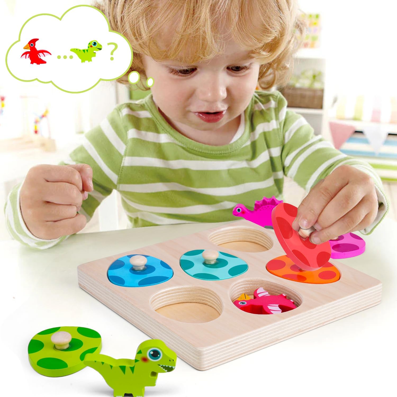Wooden Dinosaur Jigsaw Puzzle  - Kids Educational Box ulasan dan harga